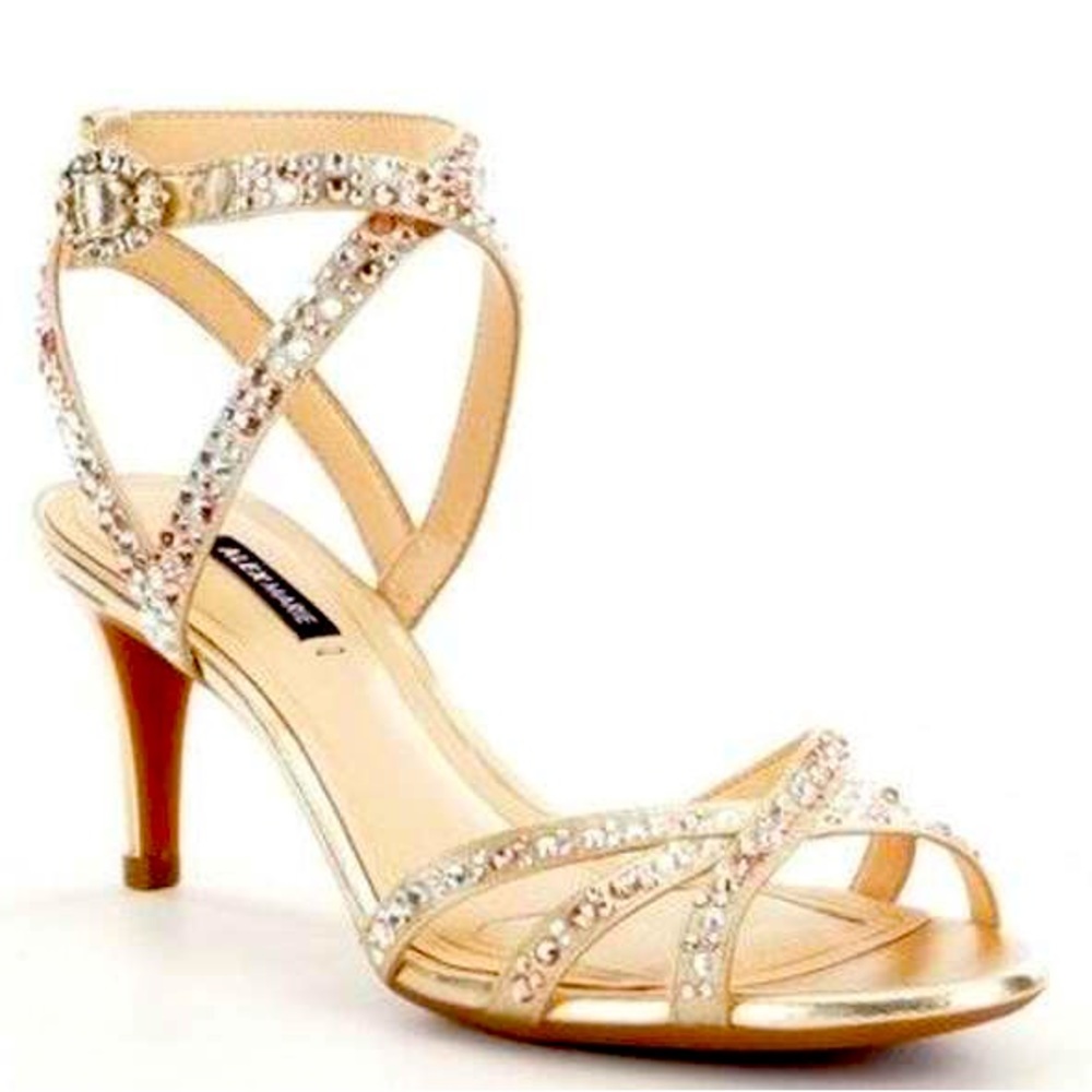 Alex Marie Kandis Champagne Rhinestone Heels